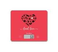 TERRAILLON - T1040 FOOD LOVE- Balance de cusine électronique, Plateau verre, Capacité 3 kg, Graduation 1g, Tare, Conversions Liquides, Ultra-Fine et compacte - Ecran LCD - Rouge