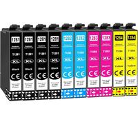 T1285 Cartouche D'Encre Compatible Pour Epson T1281 T1282 T1283 T1284 Avec Epson Stylus Sx125 Sx130 Sx230 Sx235W Sx420W Sx425W Sx435W Bx305F Bx305Fw(10 Pack)