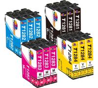 T1285 Cartouche d'encre Compatible pour Epson T1281 T1282 T1283 T1284 avec Epson Stylus SX235W SX230 SX125 S22 SX130 SX420W SX425W SX430W BX305FW BX305F SX440W SX435W SX445W (12 Pack)