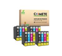 COMETE CONSOMMABLE T1285 T128 Pack de 16 Cartouches d'encre compatibles avec EPSON T128 XL / C13T12854012 / T1285 = T1281 + T1282 + T1283 + T1284 - 4 Noir + 4 Cyan + 4 Magenta + 4 Jaune Noir
