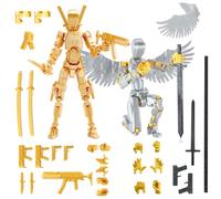 T13 figurine articulée set (assemblage terminé), Imprimé multi-articulées imprimé, figurines d'action Titan 13, Dummy 13 Lucky Robot Nova, décorants de bureau pour les amateurs de jeu Toys (or/mèche)