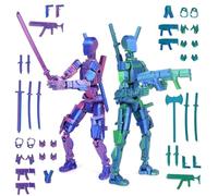 T13 figurine articulée set (assemblage terminé), Imprimé multi-articulées imprimé, figurines d'action Titan 13, Dummy 13 Lucky Robot Nova, décorants de bureau pour les amateurs de jeu Toys bleu