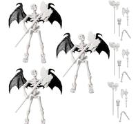 T13 Figurine squelette Warrior - Modèle de squelette humain articulé mobile de 13 cm avec accessoire, personnage d'anime et de jeu à collectionner pour affichage, décoration de bureau à peindre (3