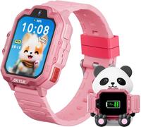 T17 4G Montre Connectée Enfant, Montre Gps Enfant, Appels Vidéo, Appels D'Urgence Sos, Chat Vocal, Sms, Mode École, Jeux Et Station De Charge Panda, Montre Pour Filles Et Garçons (Rose)