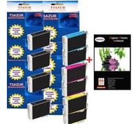 T18XL - Lot de 10 Cartouches compatibles Epson XP205 / XP212 / XP-205 / XP-212 + Pack de 20 papiers photos A6 Brillant 230gr Pack G