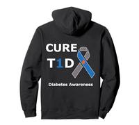 T1D Cure Type 1 Diabetes Awareness Blue Ribbon Diabetic Sweat à Capuche