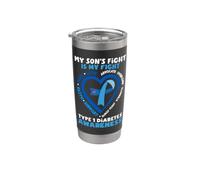 T1D Maman Papa My Son's Fight Type 1 Sensibilisation au diabète Gobelet isotherme en acier inoxydable double paroi
