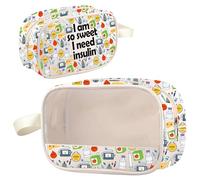 T1D Trousse de maquillage transparente de type 1 pour sensibilisation au diabète Cadeau de guerrier T1D avec inscription « I'm So Sweet I Need », I'm So Sweet Clear2