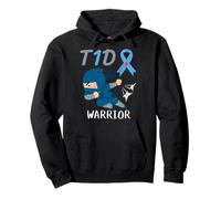 T1D Warrior Ninja Fighter Type 1 Diabète Ruban Bleu Enfants Sweat à Capuche