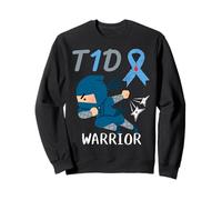 T1D Warrior Ninja Fighter Type 1 Diabète Ruban Bleu Enfants Sweatshirt