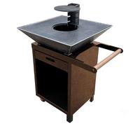 T1T Braséro Rectangulaire en Acier Allié, Rouille, 70x70x100 cm, Style Classique, Finition Acier Corten, 90 kg, Combustible Bois