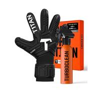 T1TAN Classic Black-Out - Gants de Gardien de But - avec Protection des Doigts + Turboclean - Gants de Football pour Gardiens de But - Taille 10