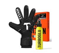 T1TAN Classic Black-Out - Gants de Gardien de But - avec Protection des Doigts + Turboglu - Gants de Football pour Gardiens de But - Taille 7