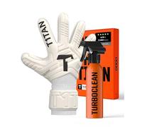 T1TAN Classic White-Out Junior Gants de Gardien de But Junior, Gants de Football + Turboclean Taille 5
