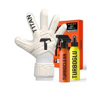 T1TAN Classic White-Out Junior Gants de Gardien de But Junior, Gants de Football + Turboclean & Turboglu Taille 6