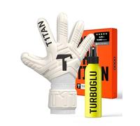 T1TAN Classic White-Out Junior Gants de Gardien de But Junior, Gants de Football + Turboglu Taille 5