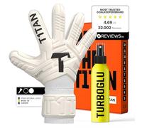 T1TAN Classic White-Out + Turboglu - Gants de Gardien de But Professionnels avec nettoyant pour Gants Inclus - Résistants, Confortables et adhérents - Taille 3