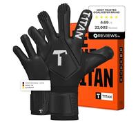 T1TAN Legend Black-Out Professionnels Gants de Gardien de But pour entraînement et matchs, Enfants et Adultes, Latex, Taille 8