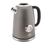 T24 Bouilloire Design Rétro en Gris Mat - Acier Inoxydable Avec Thermomètre Analogique - Vintage 1,7 L - Fonction d'Arrêt Automatique - Kettle