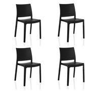 T37 V lot de 4 - Chaise d'extérieur Noir