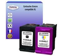 T3AZUR - 1+1 Cartouches d'encre compatibles remplace HP 304 304XL Noir+Couleur pour HP Deskjet 3762, 3764, Ink Advantage 3700MFP Noire+Couleur G