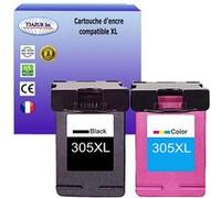 T3AZUR - 1+1 Cartouches d'encre compatibles remplace HP 305 305XL Noire+ Couleur pour HP Deskjet Plus 4155 4155e 4158 4210 Noire+Couleur G
