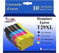 T3AZUR - 10x Cartouches compatibles avec Epson Expression Home XP-235, XP-245, XP-247, XP-255, XP-257, XP-332, XP-335, XP-342, XP-345, XP-352, XP-355, XP-432, XP-435, XP-442, XP-445, XP-452, XP-455, T