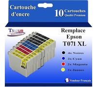 T3AZUR- 10x Cartouches Compatibles avec Epson T0711 remplace Epson Stylus Office S20 S21 SX100 SX105 SX110 SX115 SX200 SX205 SX209 SX210 SX215 SX218 SX400 SX400