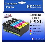 T3AZUR - 10x Cartouches compatibles avec Epson WorkForce Pro WF-3820DWF, WF-3825DWF, WF-4820DWF, WF-4825DWF, WF-4830DTWF, WF-7310DTW, WF-7830DTWF, WF-7835DTWF, WF-7840DTWF, 405XL G