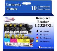 T3AZUR - 10x Cartouches d'encre compatibles avec Brother MFC-J5330DW, MFC-J5330DW XL remplace Brother LC3217, LC3219 XL G