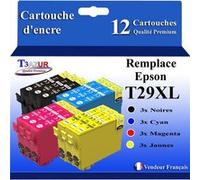 T3AZUR - 12x Cartouches compatibles avec Epson Expression Home XP-432, XP-435, XP-442, XP-445, XP-452, XP-455, T29XL G