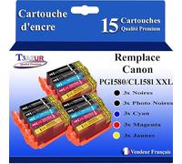 15 Cartouches compatibles avec Canon PGI-580, CLI-581 XL pour Canon Pixma TS6300, TS6350
