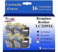 T3AZUR - 16x Cartouches d'encre compatibles avec Brother MFC-J5830DW, MFC-J5930DW, MFC-J6530DW remplace Brother LC3217, LC3219 XL G