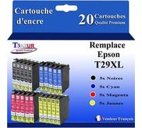 T3AZUR - 20x Cartouches compatibles avec Epson Expression Home XP-235, XP-245, XP-247, XP-255, XP-257, T29XL G