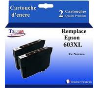 T3AZUR - 2x Cartouches compatibles avec Epson Expression Home XP2100, XP2105, XP-2100, XP-2105, 603, 603XL - Noire Noire G