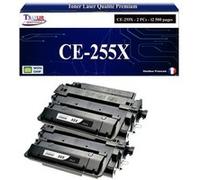 T3AZUR -2x Toners compatibles avec HP CE255X (55X) pour HP LaserJet Enterprise P3010, P3011, P3015, P3015D, P3015DN, P3015X Noir G