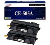 T3AZUR -2x Toners compatibles avec HP CE505A (05A) pour HP LaserJet P2030, P2035, P2035N, P2050, P2050D, P2055, P2055D, P2055DN, P2055 Noir G