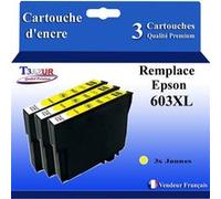 T3AZUR - 3x Cartouches compatibles avec Epson Expression Home XP2100, XP2105, XP-2100, XP-2105, 603, 603XL - Jaune Jaune G