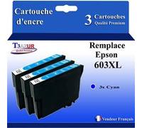T3AZUR - 3x Cartouches compatibles avec Epson Expression Home XP2100, XP2105, XP-2100, XP-2105, 603, 603XL - Cyan Cyan G