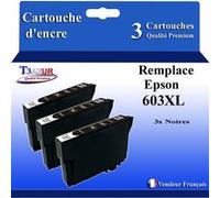 T3AZUR - 3x Cartouches compatibles avec Epson Expression Home XP2100, XP2105, XP-2100, XP-2105, 603, 603XL - Noire Noire G