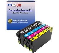 T3AZUR - 4 Cartouches d'encre génériques Epson WorkForce Pro WF-4745, WF-4745DTWF, 407XL Noire, Cyan, Magenta, Jaune