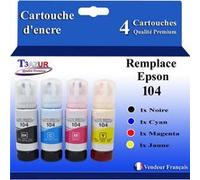 T3AZUR - 4x Bouteilles compatibles avec Epson 104 EcoTank ET-2710, ET-2720, ET-2750 G