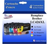 T3AZUR- 4x Cartouche compatible avec Brother LC426 XL pour Brother MFC-J4535DW, MFC-J4540DW