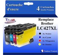 T3AZUR- 4x Cartouches compatibles avec Brother HL-J6010DW, MFC-J5955DW, MFC-J6955DW, MFC-J6957DW, MFC-J6959DW, LC427, LC427XL (Noir+ Couleur) Multicolore