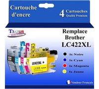 T3AZUR- 4x Cartouches compatibles avec Brother MFC-J5340DW, MFC-J5345DW, MFC-J5740DW, MFC-J6540DW, MFC-J6940DW, LC422XL Noir, Cyan, Magenta, Jaune G