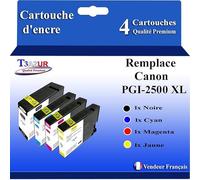 T3AZUR -4X Cartouches compatibles avec Canon PGI2500XL PGI-2500 XL pour Canon Maxify IB-4050 IB-4150 MB-5050 MB-5150 MB-5155 MB-5350 MB-5450 MB-5455