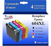 T3AZUR -4X Cartouches compatibles avec Epson 604 604XL pour Epson Expression Home XP-2200, XP-2205, XP-3200, XP-3205, XP-4200