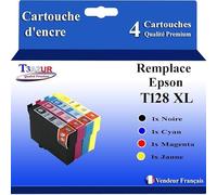 T3AZUR- 4X Cartouches Compatibles avec Epson T1281 T1282 T1282 T1284 remplace Epson Stylus Office BX305F BX305FW S22 SX125 SX130 SX230 SX235W SX420W SX425W SX430W SX435W SX438W SX440W SX445W