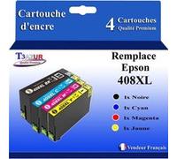 T3AZUR - 4x Cartouches compatibles avec Epson WorkForce Pro WF-C4810DTWF, 408, 408L, 408XL G