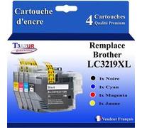 Lot de 4 cartouches d'encre compatibles type pour LC3219 XL pour Brother MFC-J5930DW MFC-J6530DW - T3AZUR (Noir et Couleur)